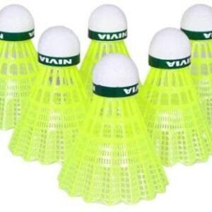 NYLON SHUTTLE COCK YELLOW WITH GREEN BAND (INDOOR)